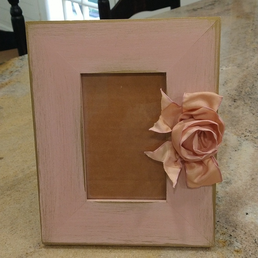 Vintage Andi Steinberg hand-painted rose pink picture  frame shabby chic girly